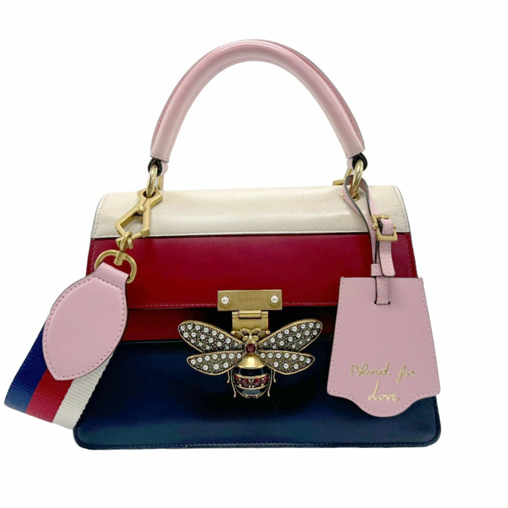 Gucci Queen Margaret 2way Shoulder Bag leather white red Navy Blue pink